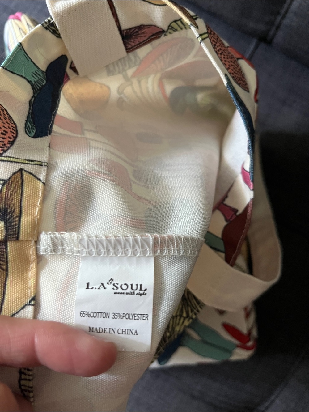 LA Soul Colorful Mushroom Cotton Canvas Tote Bag ๐ - Picture 13 of 14